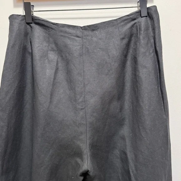 Rosanna Black High Rise Linen Cotton Cropped Pants Size 12 - Picture 6 of 12